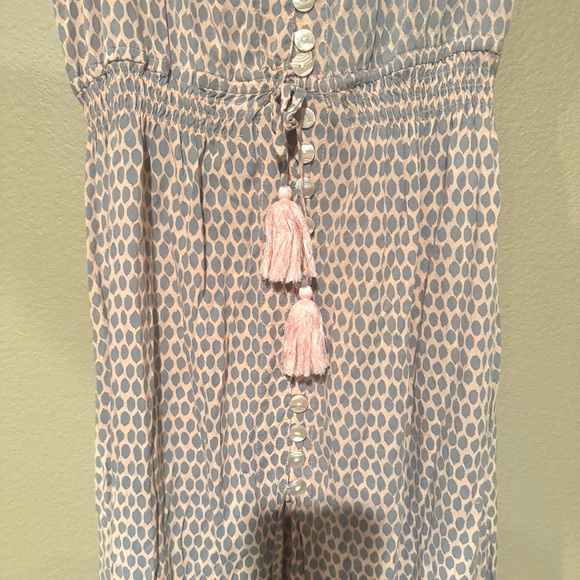 Tiare Hawaii Ryder Polka Dot Strapless Button Front Maxi Dress Pink Gray S/M - Picture 4 of 7